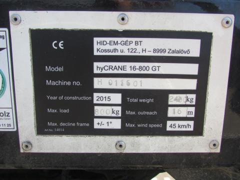 TGT HighCrane 800 hyCRANE 16-800 GT Minikran mit Haken und Korb – Seitenansicht rechts (Bild 3)